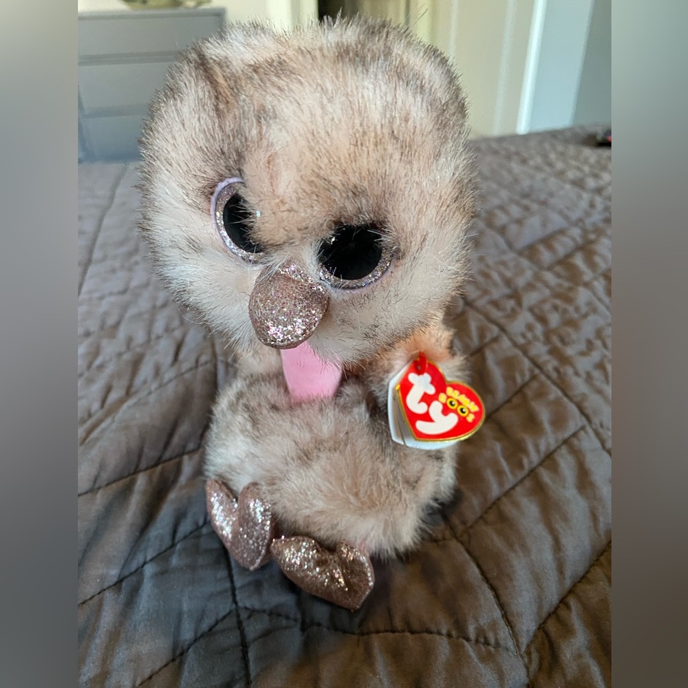 Ty Beanie Boos - HENNA the Brown‎ Tipped Ostrich Plush Toy (Medium 9 Inch)
